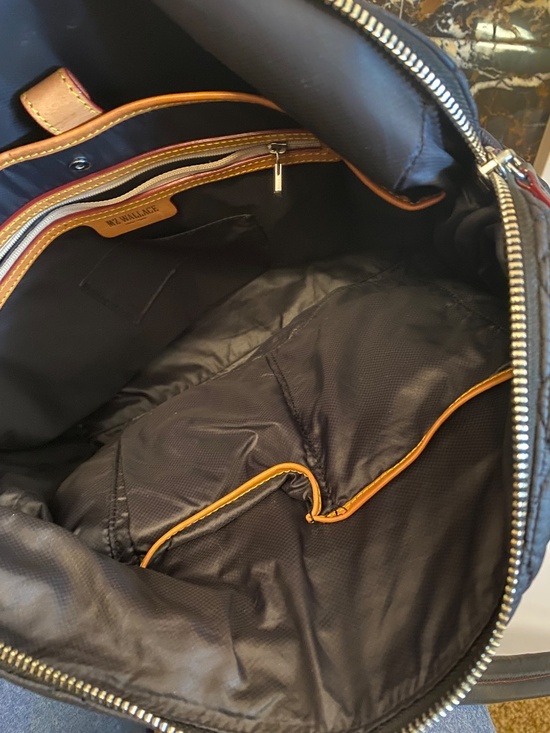 MZ WALLACE TOTE TRAVELER TOTE COSBY BLACK QUILTED SLIPS ON SUIT CASE HANDLE - Picture 14 of 16